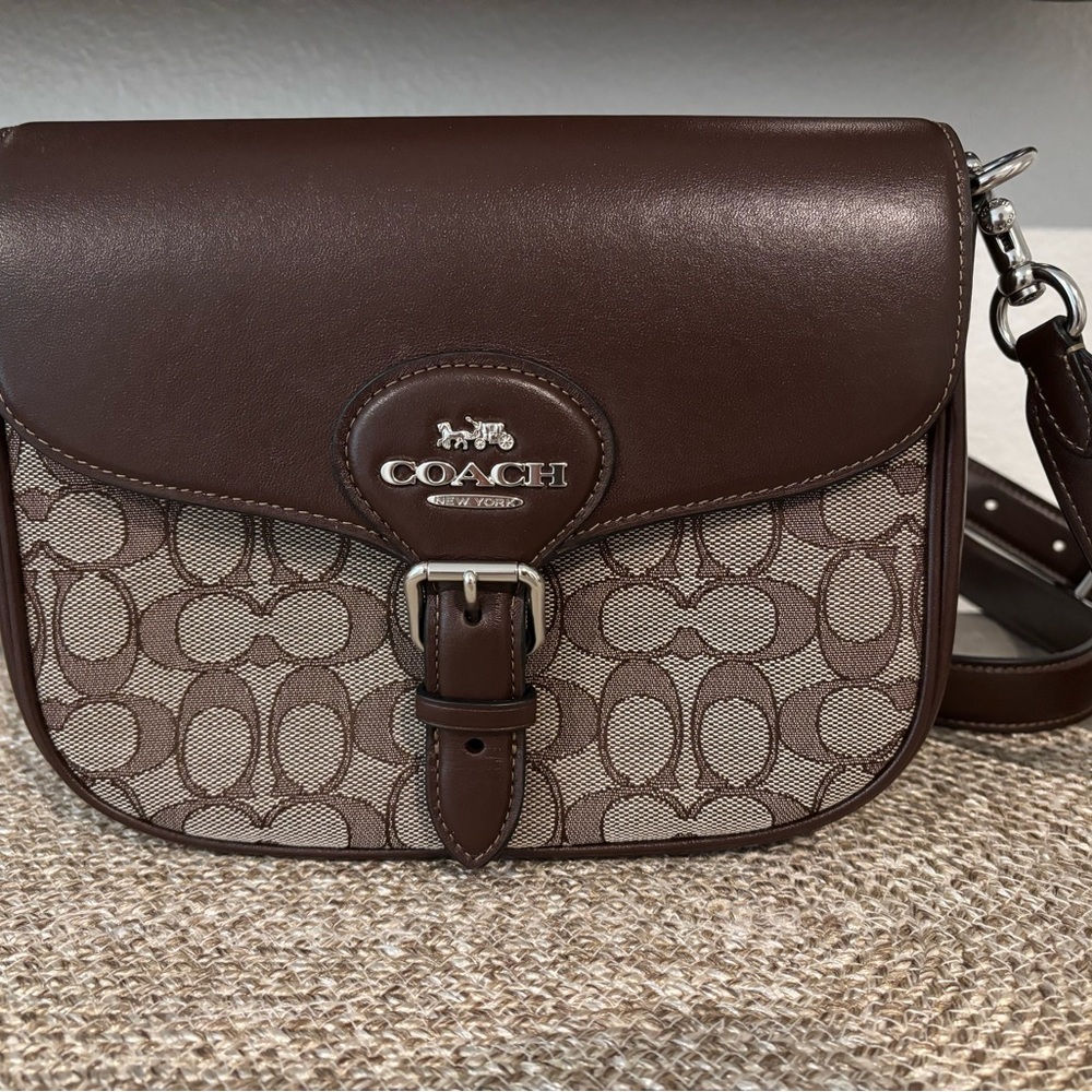 Coach Signature Brown and Tan Crossbody Bag